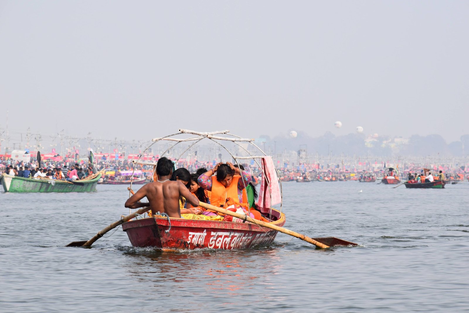 boat flouting on the Ganges river 