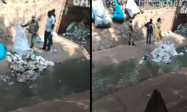 WATCH: Uganda Police Officer Arrested after Dumping Plastics and other Garages in Nakivubo Channel